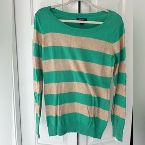 Old Navy Tan and Green Striped Sweater